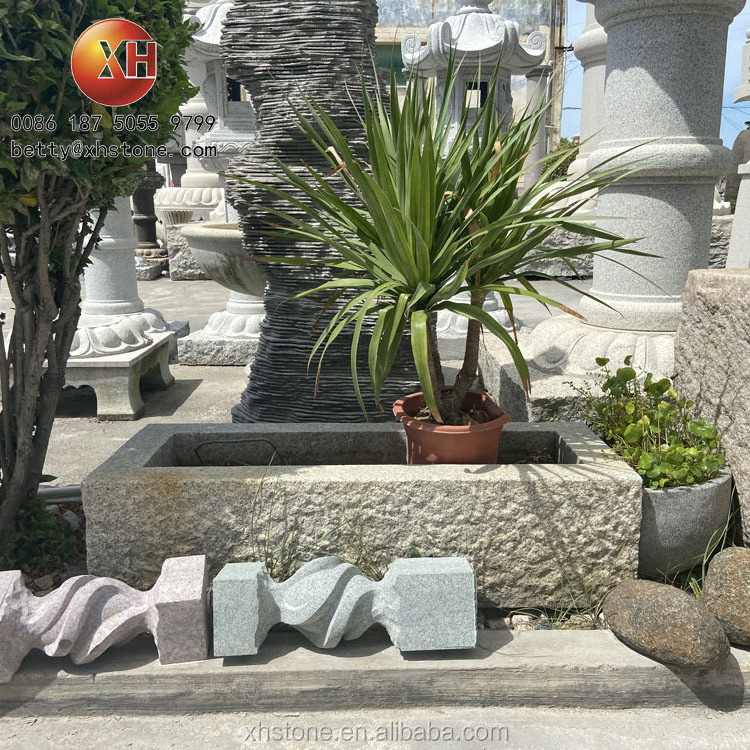 Hand Carved Wholesale Cheap Garden Decorative Old Natural Granite Stone Water Trough And Pots Stone Square Basin Flower Planters