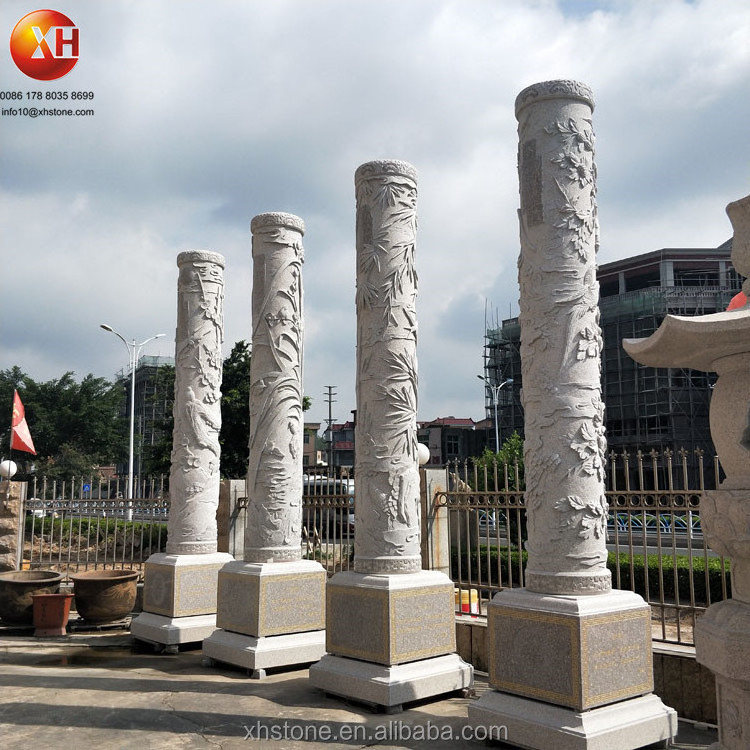 Hand Stone Carving Natural Stone Roman Pillars Column Granite Gate Pillar Design For Garden Square Decoration