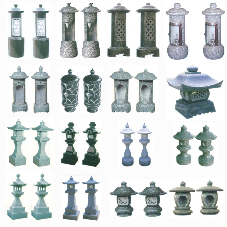 Cemetery Funeral  Granite Stone Carved Solar Powered Mini Garden Lamps Tombstone Lights Grave Lantern For Sale