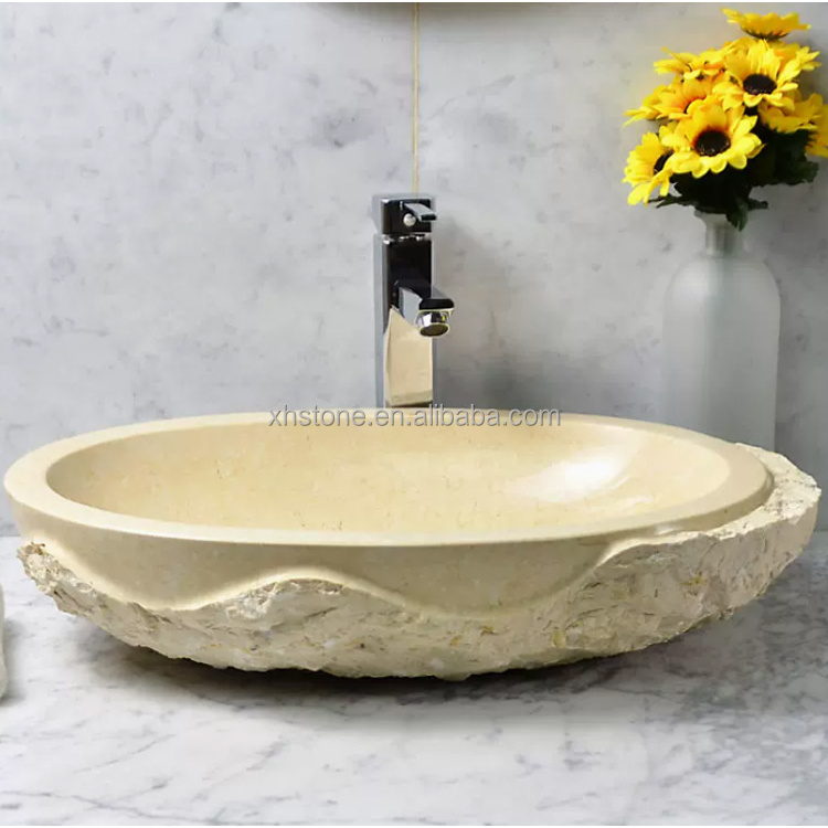 Bathroom Use Natural White Marble Stone Carving Polished Water Basin Wash Sink Counter Top Trough