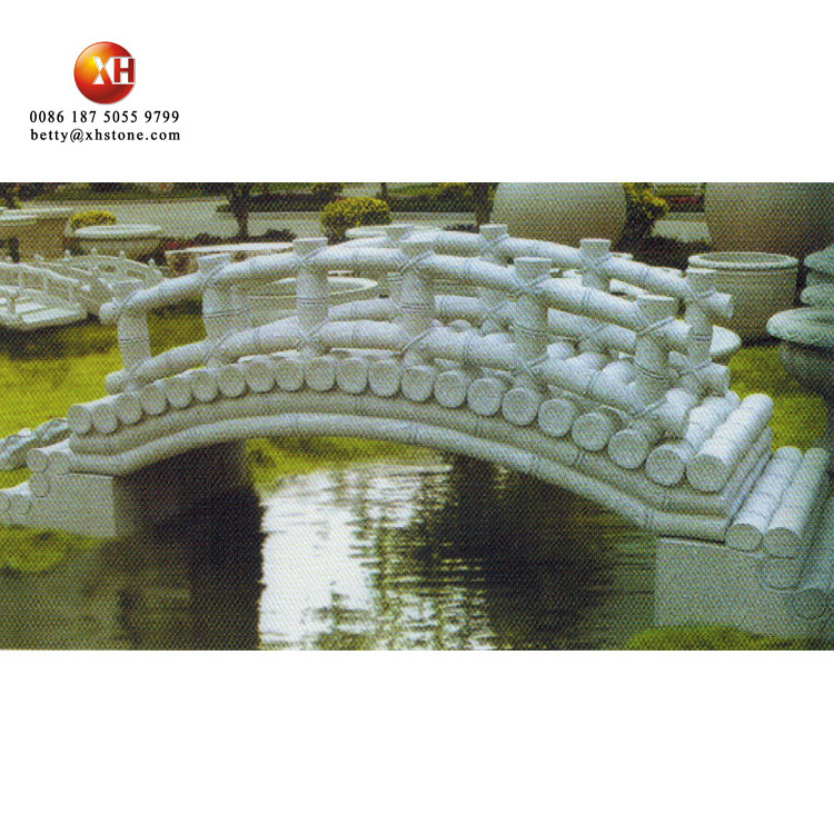 Super Large Japanese Garden Decoration Natural Granite Stone Carved Bamboo Shape Long Arch Bridges Sculpture For Sale