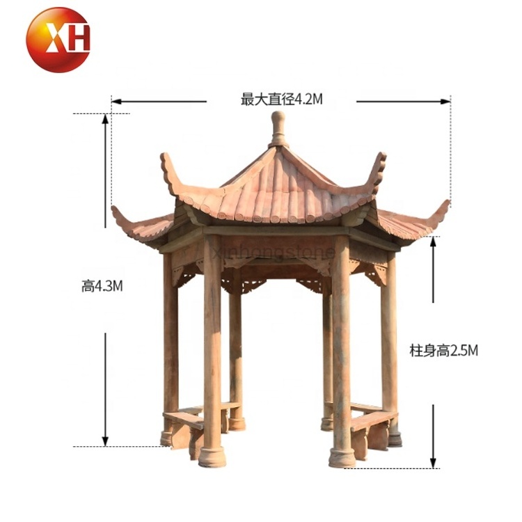 Factory Hand Carved Stone Pavilion Natural Marble Gazebo For Garden Resting