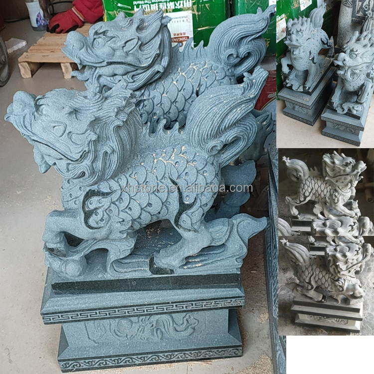 Garden QI LIN Granite Kirin Chinese Ancient Animals Kylin Sculpture Natural stone China Qilin Statues Unicorn