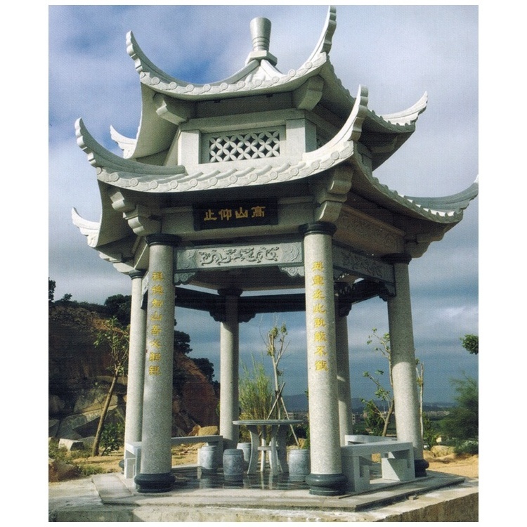 Chinese Style Customized Size Garden Outdoor Decoration Natural Stone Large Pavilion Gazebo Design For Sale