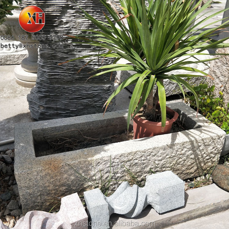 Hand Carved Wholesale Cheap Garden Decorative Old Natural Granite Stone Water Trough And Pots Stone Square Basin Flower Planters