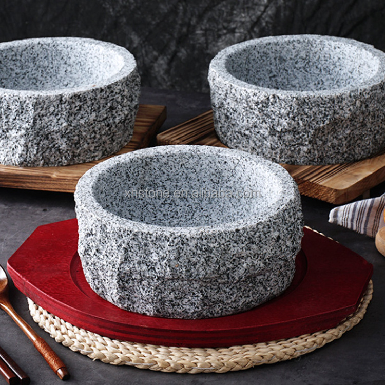 Korean Style Granite Stone Ware Korea Food Bowl Bibimbap Hot Pots Cooking Soup Dolsot Rice Bowls For Sale