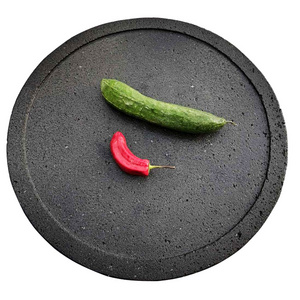 Natural Volcanic Rock Lava Stone Circular Steak Barbecue Plate And BBQ Fire Cooking Range On Outdoor Cookware Stone Food Slate