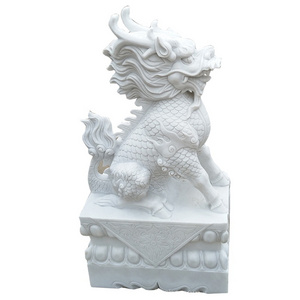 Antique Chinese Dragon Statue Stone Marble Qilin Sculpture Animal Kylin Stone Carving Unicorn Statue for Outdoor Decoration