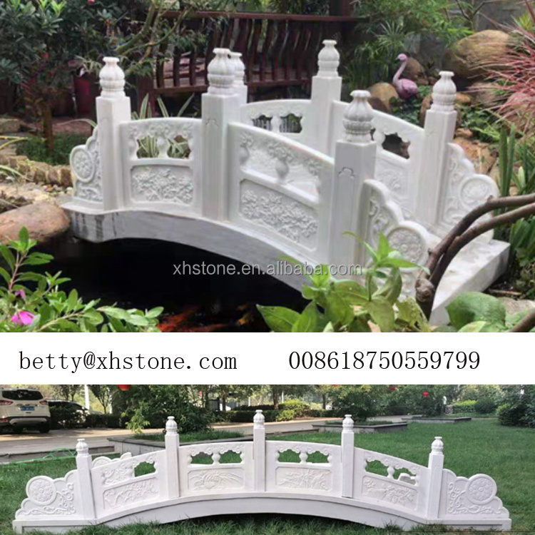 Super Large Japanese Garden Decoration Natural Granite Stone Carved Bamboo Shape Long Arch Bridges Sculpture For Sale