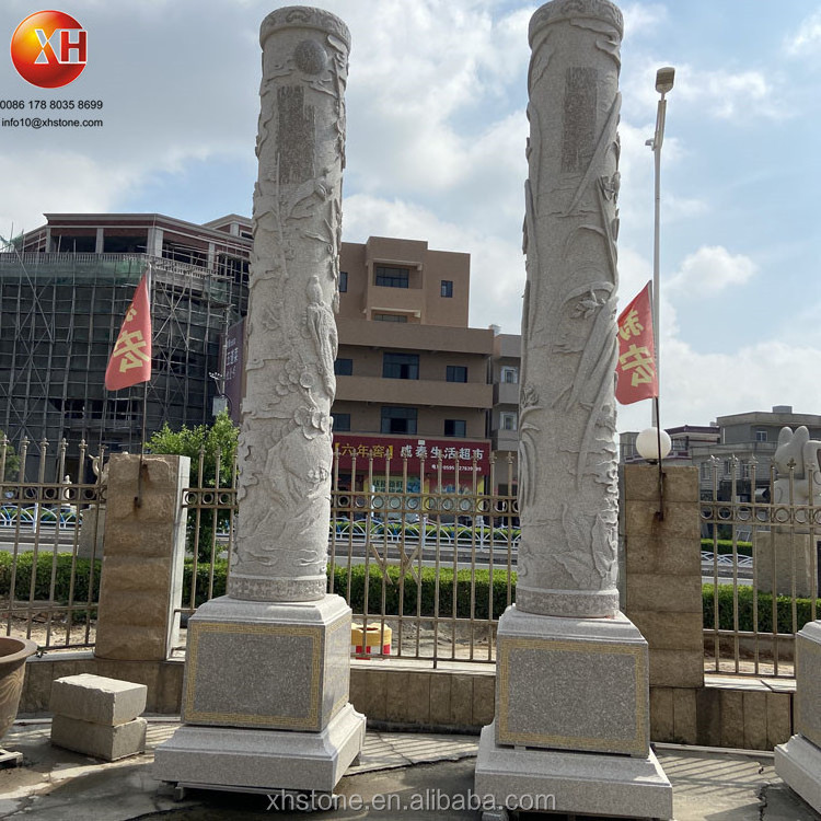 Hand Stone Carving Natural Stone Roman Pillars Column Granite Gate Pillar Design For Garden Square Decoration