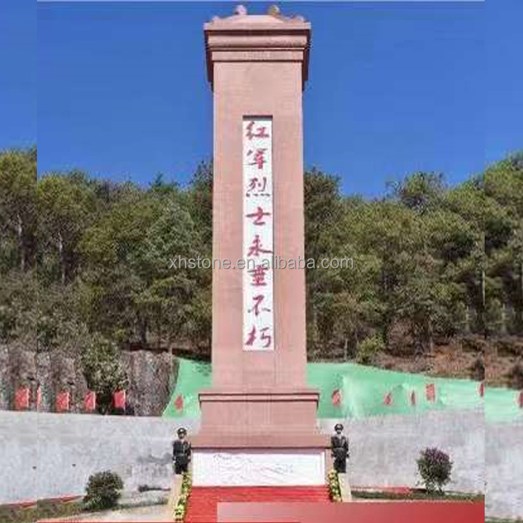 Chinese Customized Design Cemetery Outdoor Red Sandstone Carving Memorial Granite Monuments And Headstones