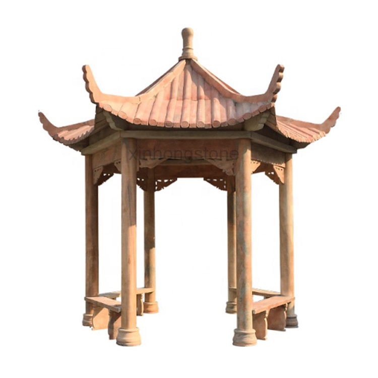 Factory Hand Carved Stone Pavilion Natural Marble Gazebo For Garden Resting