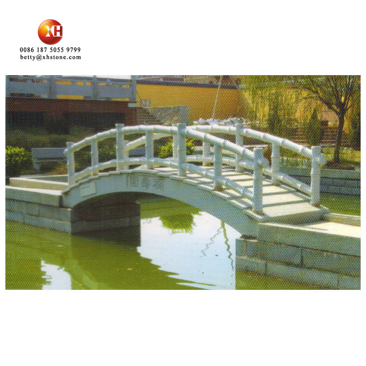 Super Large Japanese Garden Decoration Natural Granite Stone Carved Bamboo Shape Long Arch Bridges Sculpture For Sale