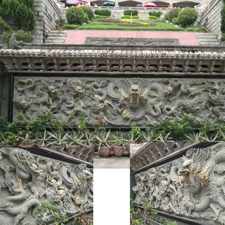 Chinese Hot Sale Garden Outdoor Wall Decoration Natural Stone Carving Large Dragon Statue Water Fountain