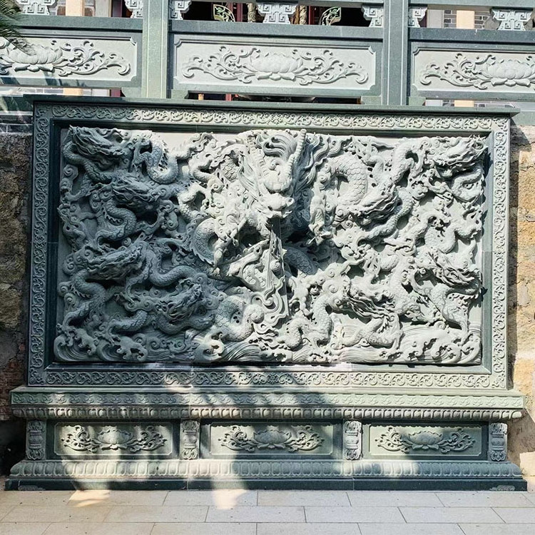 Chinese Hot Sale Garden Outdoor Wall Decoration Natural Stone Carving Large Dragon Statue Water Fountain