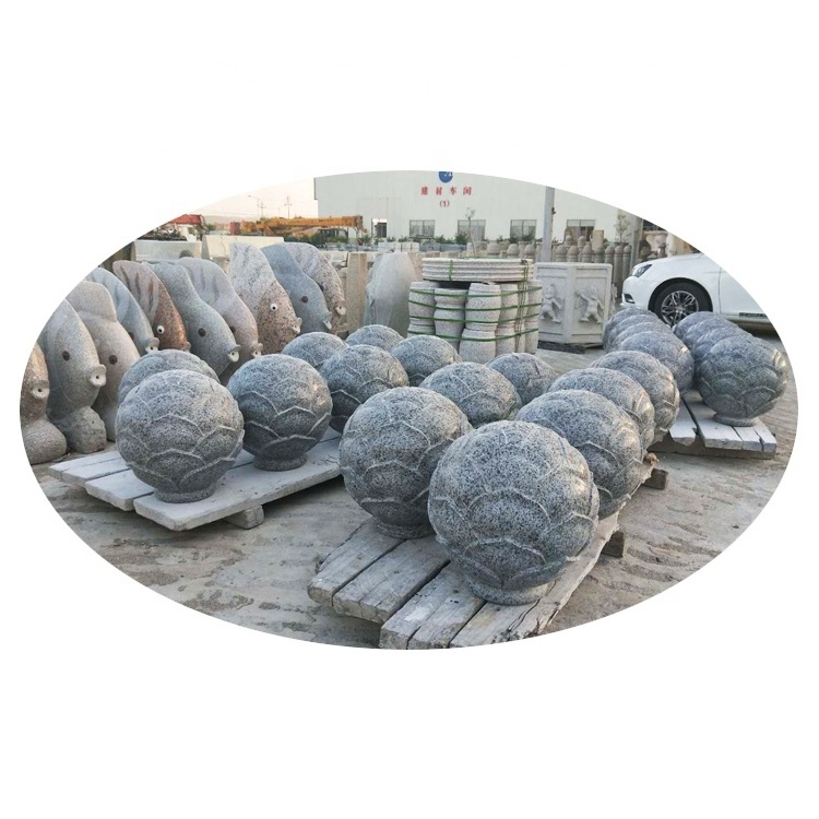 Stone Temple Products Outdoor Polished Car Stop Parking Barriers Granite Stone Lotus Flower Ball