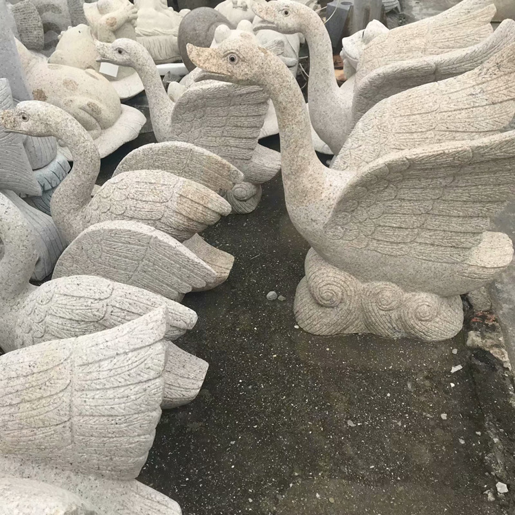 Hot Sell Garden Outdoor Decoration Ornaments Large Stone Animal Carving Swan Water Fountain Duck Figurine Goose Statue For Sale