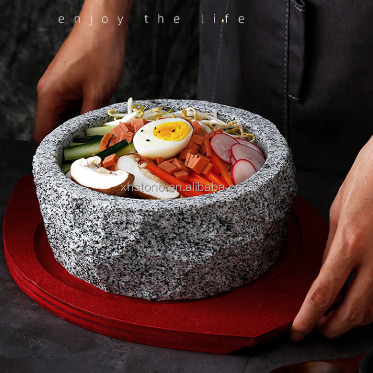 Korean Style Granite Stone Ware Korea Food Bowl Bibimbap Hot Pots Cooking Soup Dolsot Rice Bowls For Sale