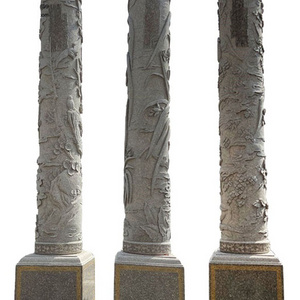 Hand Stone Carving Natural Stone Roman Pillars Column Granite Gate Pillar Design For Garden Square Decoration