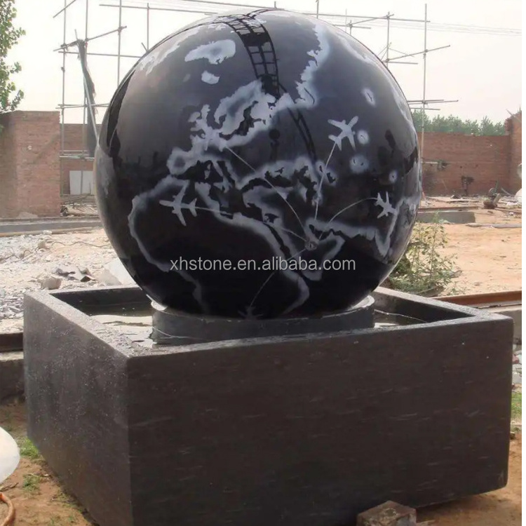 Decoration Marble Rotating Granite Round Floating Rolling Ball Stone Large Dancing Water Fountain Globe Statue Big Waterfall