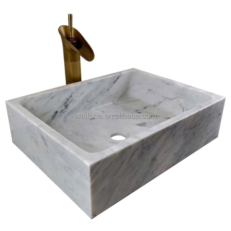 High Quality Bathroom Use Natural Carrara White Marble Stone Carved Oval Shape Wash Basin Water Vessel Sink