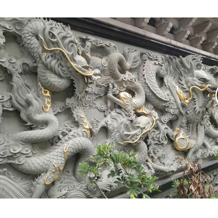 Chinese Hot Sale Garden Outdoor Wall Decoration Natural Stone Carving Large Dragon Statue Water Fountain