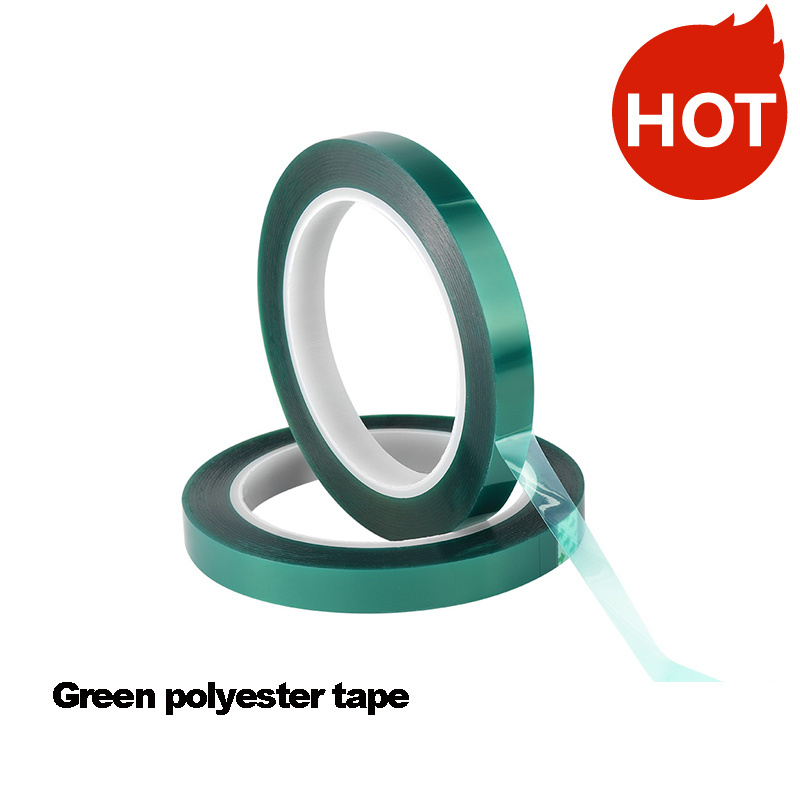 High Quality 25mm Polyester PET Tape Green Pressure Sensitive Adhesive Powder Coating Masking Tape for Painting