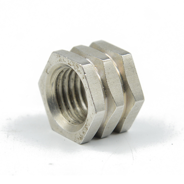 OEM Custom Metric Thread Grooved Hex Nut With Outer Snap Ring Grooves