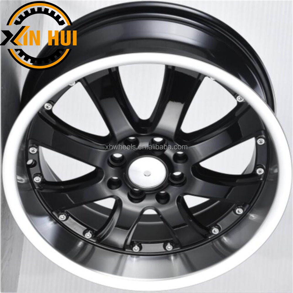 Factory price 16 inch deep black wheels white lip with rivets llanta aro  16 x 7 4x100 16 inch wheel rims