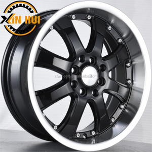 Factory price 16 inch deep black wheels white lip with rivets llanta aro  16 x 7 4x100 16 inch wheel rims