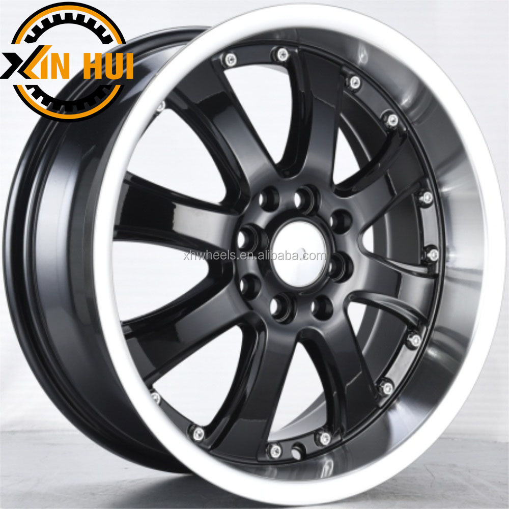 Factory price 16 inch deep black wheels white lip with rivets llanta aro  16 x 7 4x100 16 inch wheel rims