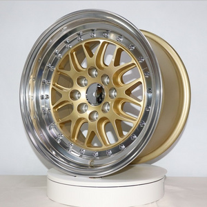 gold spoke wire wheels for racing cars mesh design roda aro 15 15x8.5 with double PCD rim 15 inch 4x100 15x8 4x1143 wheel