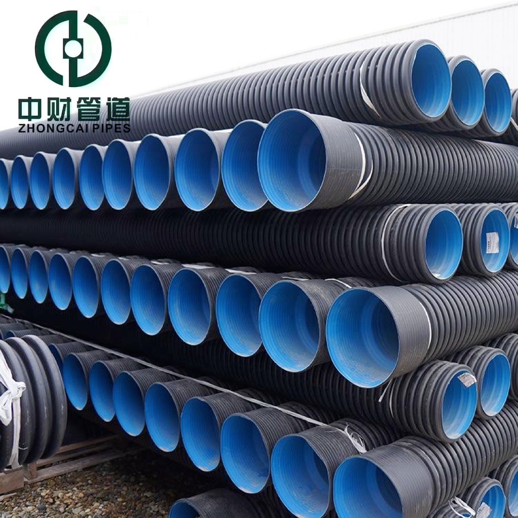 Zhongcai pipe PE double wall corrugated pipe High quality HDPE For drainage Customized Plastic culvert pipe SN4 SN8 110-800mm