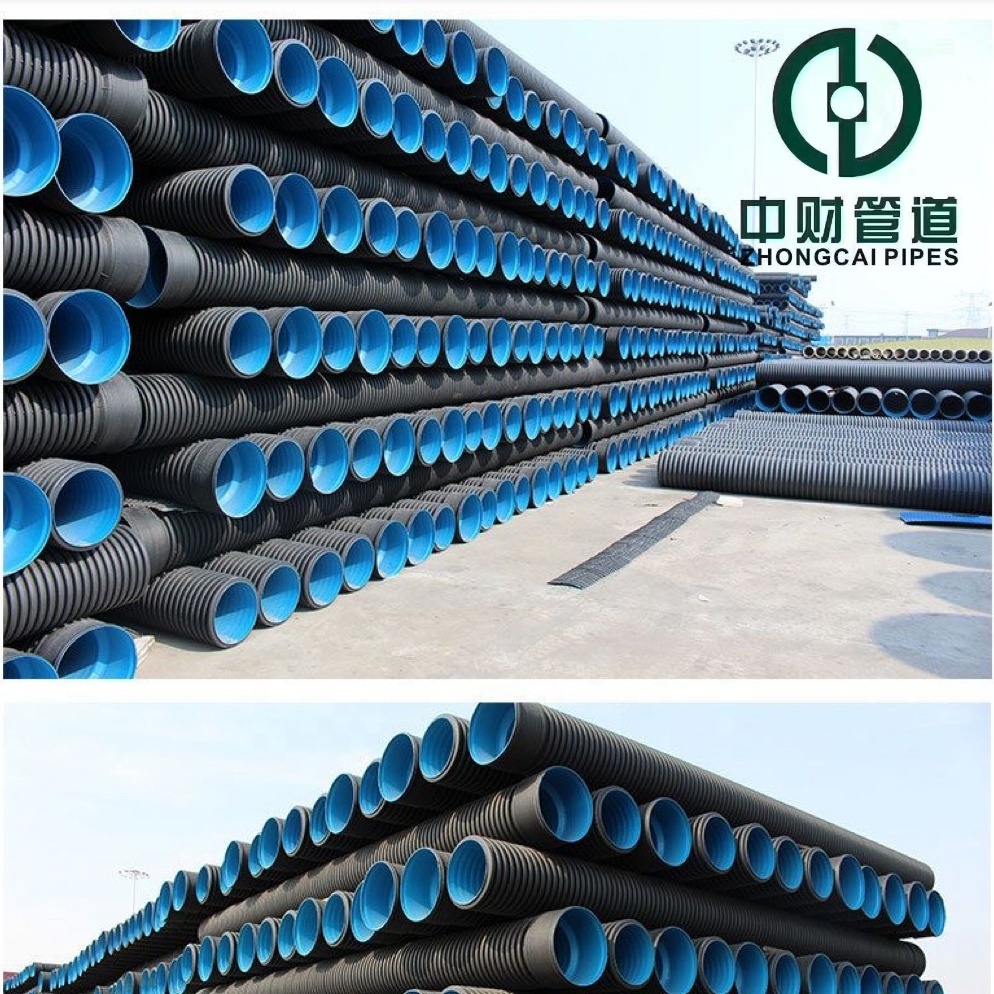 Zhongcai pipe PE double wall corrugated pipe High quality HDPE For drainage Customized Plastic culvert pipe SN4 SN8 110-800mm