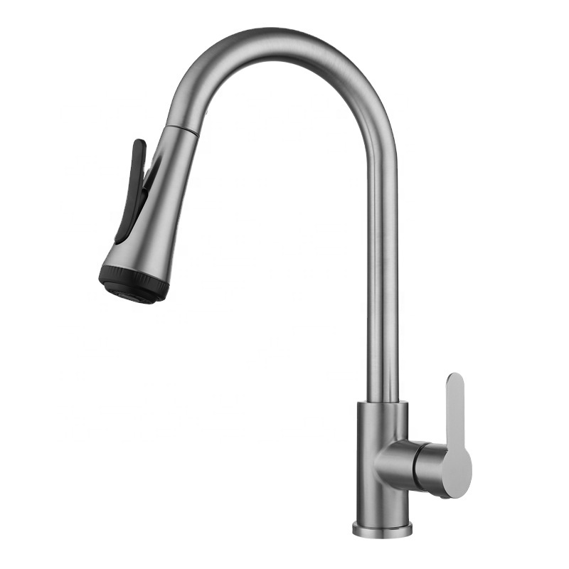 Factory Direct Pull Down Kitchen Faucet 304 Stainless Steel Deck Mounted Black Bar Sink Faucet