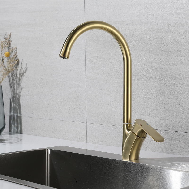 304 Stainless Steel Kitchen Sink Faucet Hot And Cold Mixed Water Ball Brushed Black Gold Kitchen Faucet