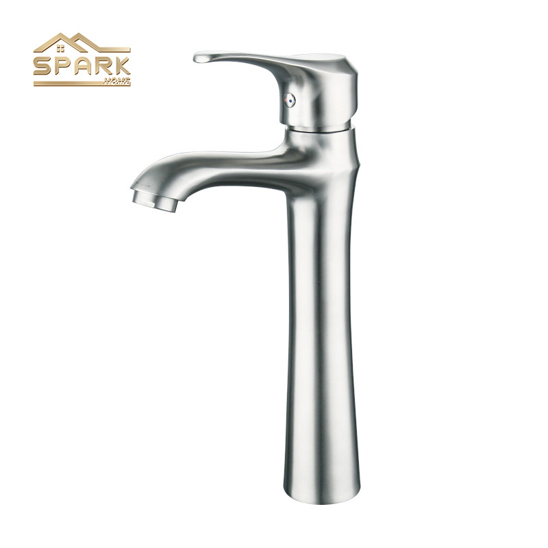 304 Stainless Steel Brushed Retro Art Bar Sink Tall Single Handle Basin Faucet