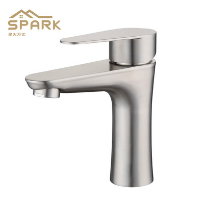 304 Stainless Steel Bathroom Sink Faucet Brushed Single Handle Bathroom Faucet Basin Faucet