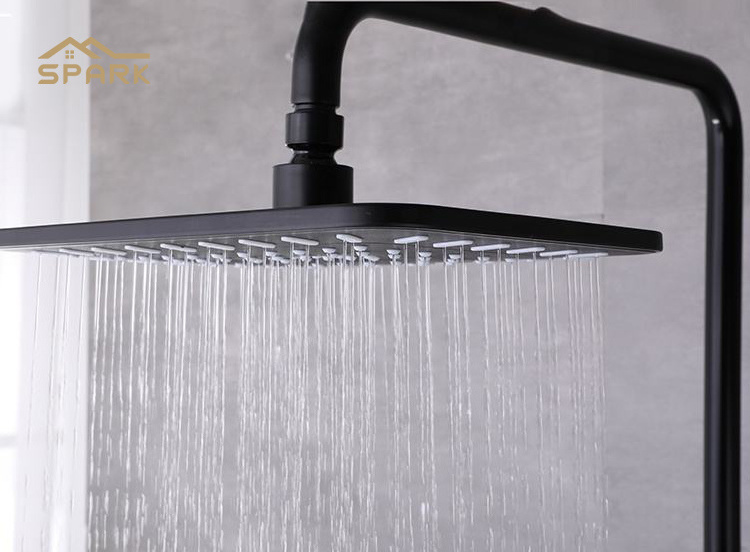 British Style Design Matte Black Piano Keys Bathroom Key Shower Set Copper Pressurized Shower