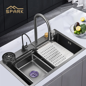 Kitchen Sink Stainless Steel Waterfall Kitchen Faucet Fregaderos de cocina