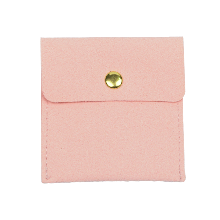 Jewelry Pouch Suede Envelope Bag Custom Logo PU Microfiber with Button Necklace Bracelet Packaging