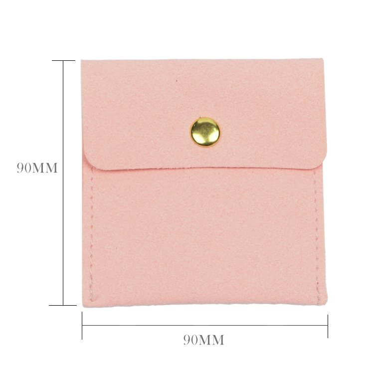 Jewelry Pouch Suede Envelope Bag Custom Logo PU Microfiber with Button Necklace Bracelet Packaging