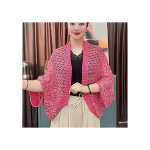 2023 Custom OEM factory wholesale ladies summer spring thin knit cape shawls women bolero shawls with sleeve