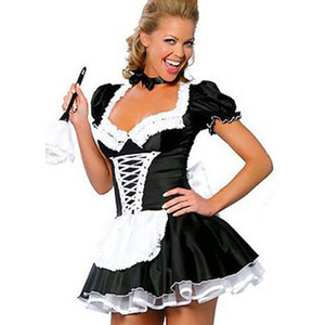 ecowalson Sexy Women's French Maid Cosplay Lingerie Plus Size Halloween Costume for Women Maid Dress Exotic Servant Cosplay