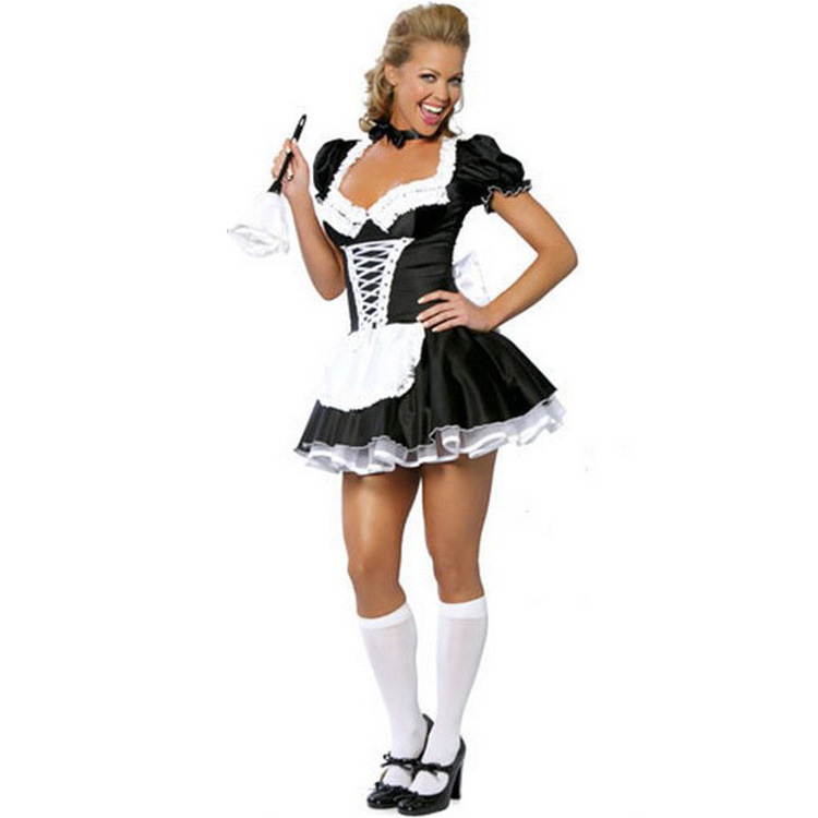 Women Classic Sexy French Maid Costume Erotic Valentine's Day Gift Cosplay Carnival Halloween Fancy Party Dress