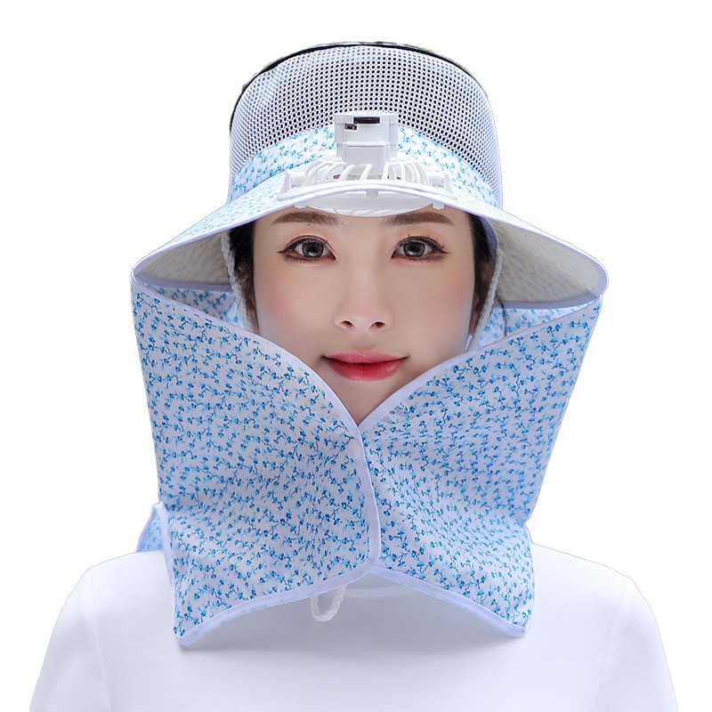 Ladies summer Sport Outdoor Cap With Solar Sun Power Cool Fan Bicycling Climbing Bucket Fishing Hats With Face Cover