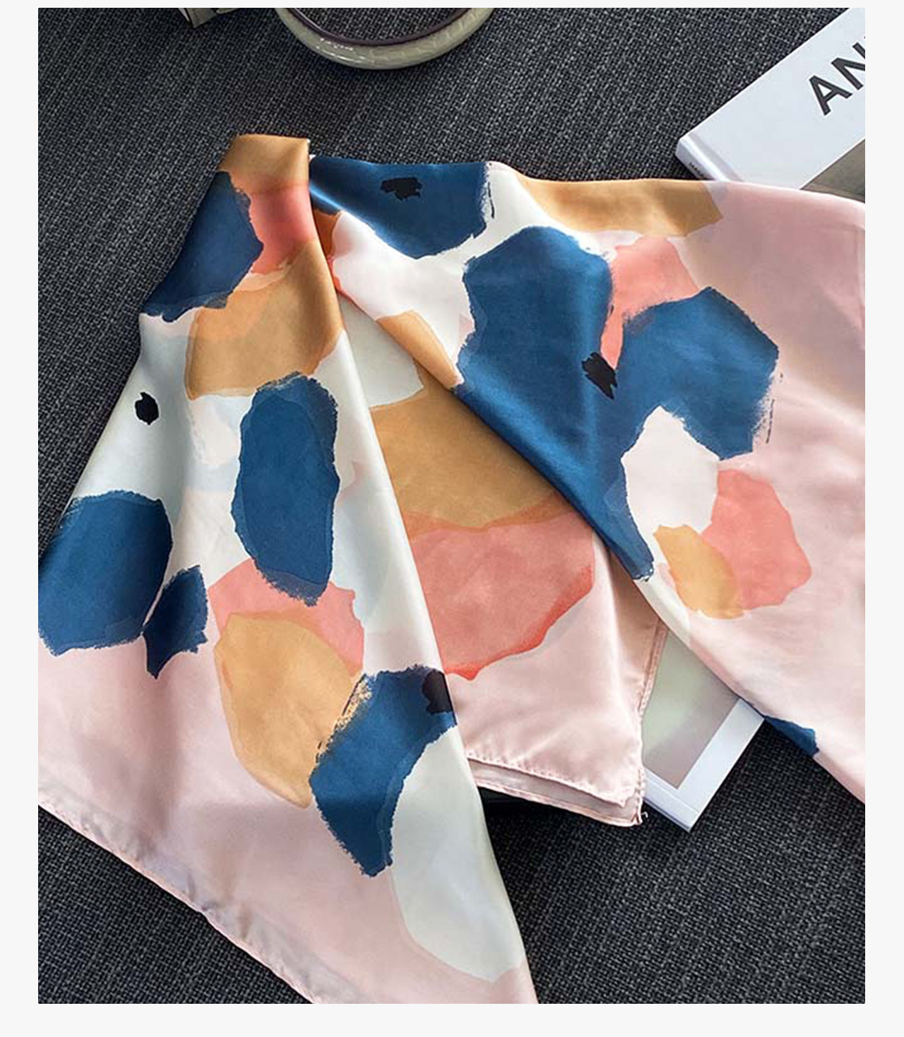 Square Pink Silk Scarf Ladies Fashion Shawl Flight Attendant Neck Scarf Satin Small Square Scarf High-end Gift