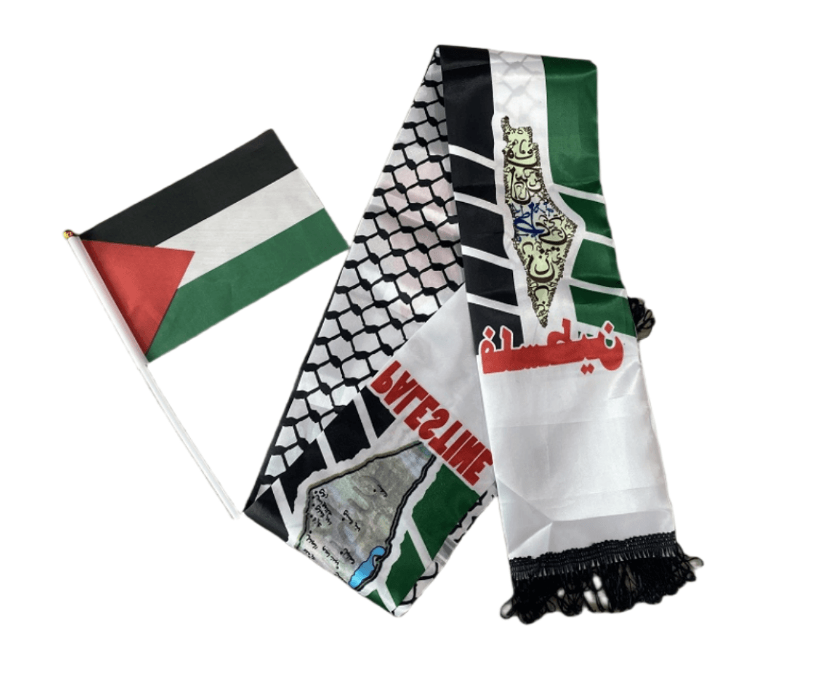 Hot Sale Palestine Scarf White And Black Arab Original Arafat With Flag Keffiyeh