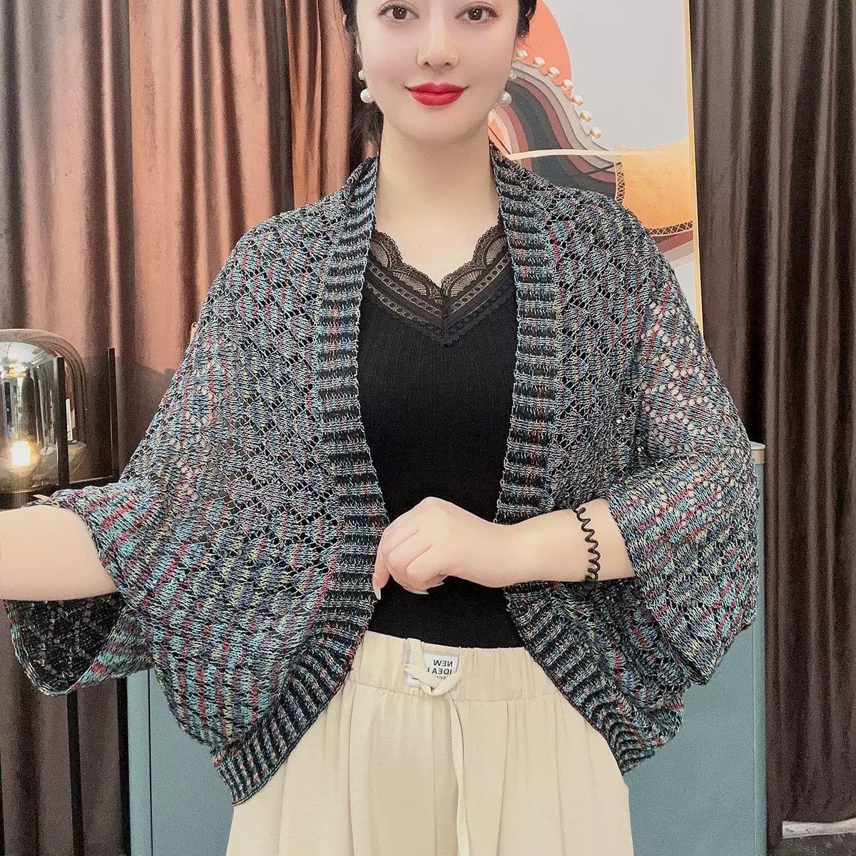 2023 Custom OEM factory wholesale ladies summer spring thin knit cape shawls women bolero shawls with sleeve