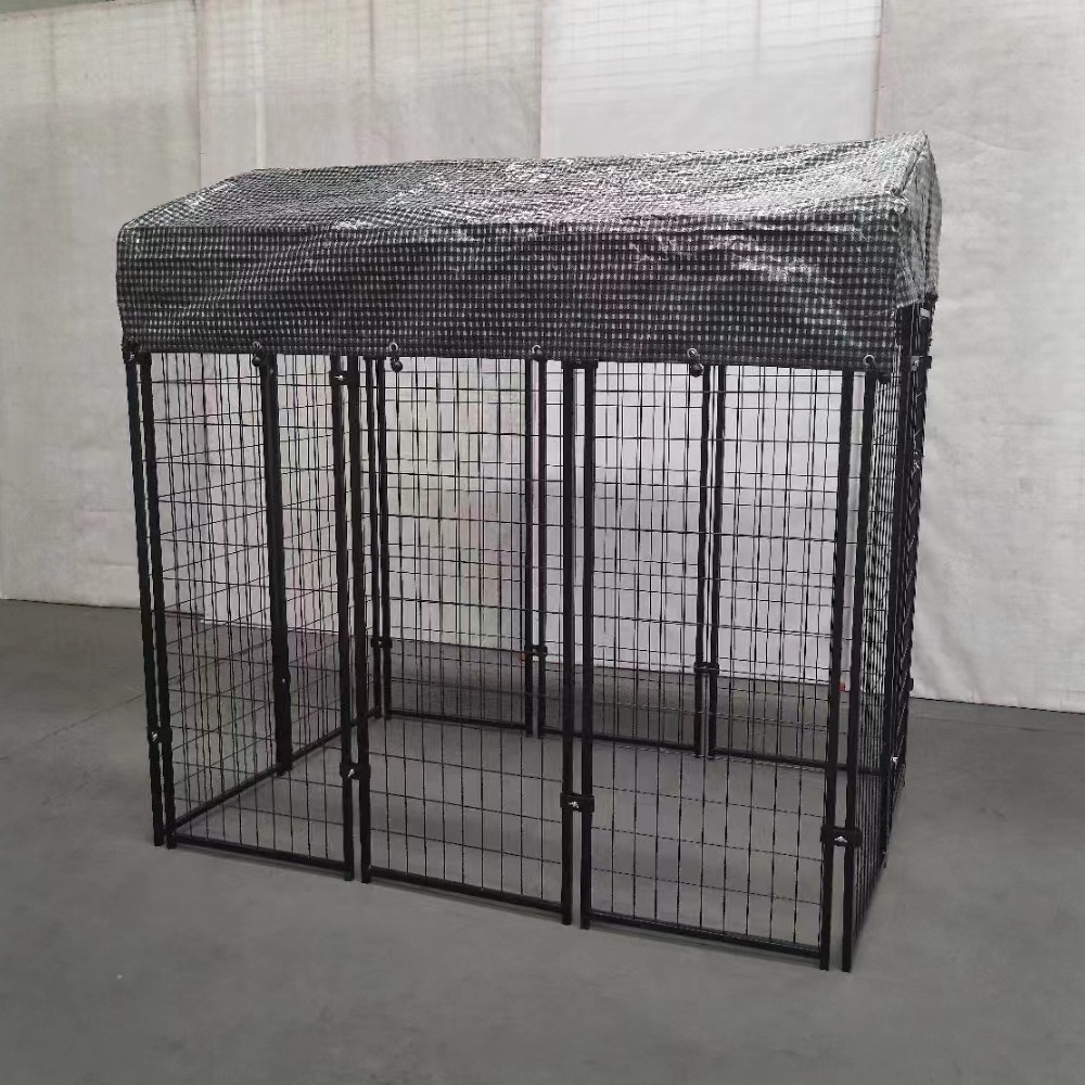 2022 factory sales Black color 4 ft x 4ft x 6 ft heavy outside welded wire mesh dog kennels